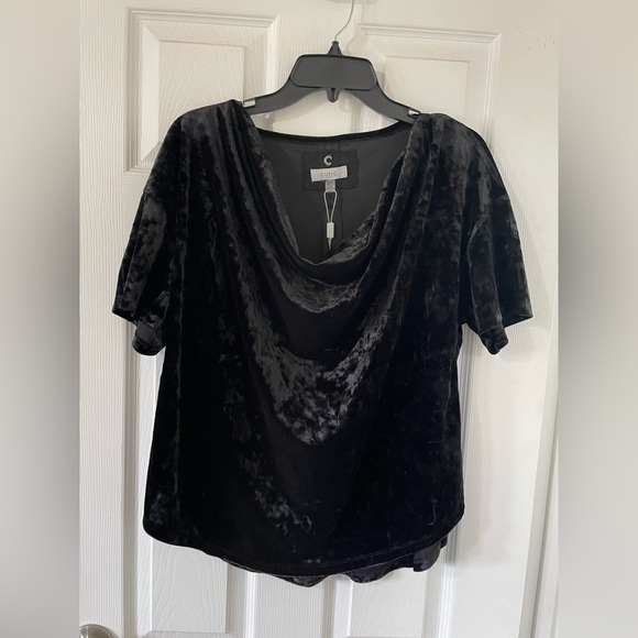🌸New Cupio Jet Black Velvet Top - Picture 1 of 6
